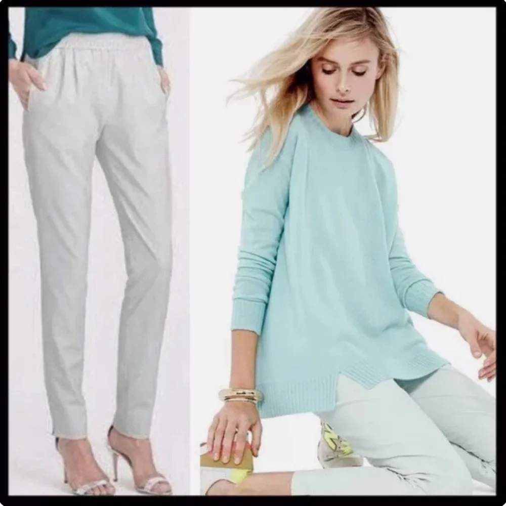 J Crew Seafoam Harlow Drapey Pants Mint Green Drawstring 6